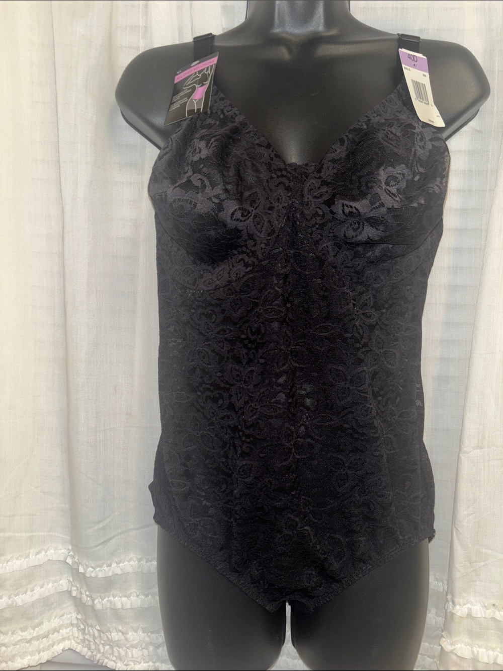 Black Lace Shaping Bodysuit with Underwire Support